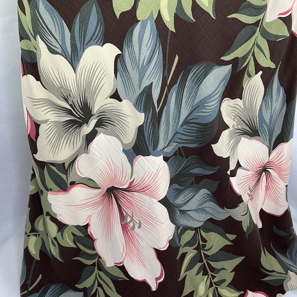 Tommy Bahama 100% Silk Tropical Hibiscus Print Skirt Peach Green Blue Brown - Picture 5 of 6